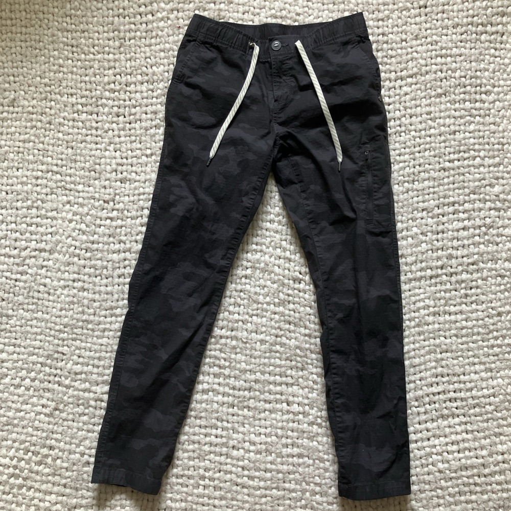 Vuori Black Camo Slim Jogger Pants with White Drawstring